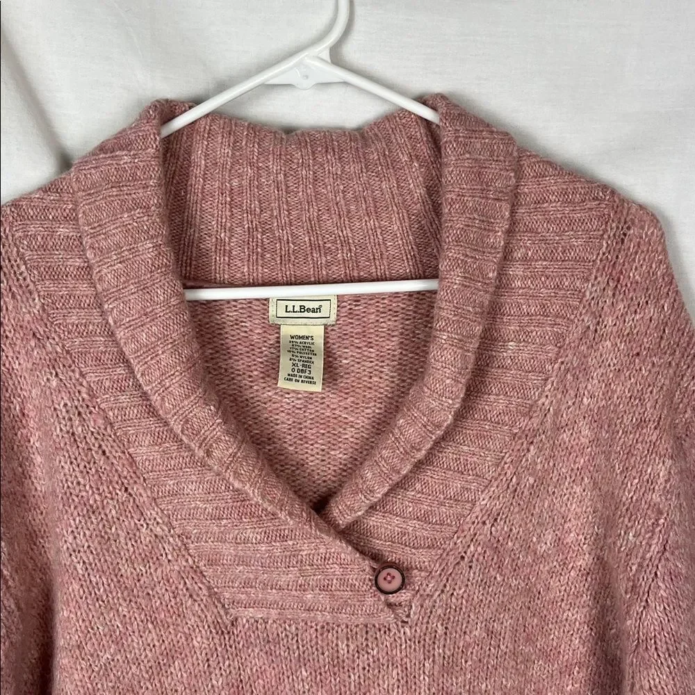Pink Knit L. L. Bean Wool Cotton Blend Sweater